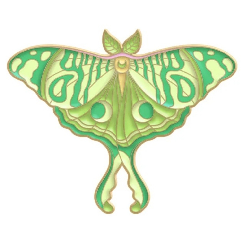 Detailed celestial Luna moth enamel pin